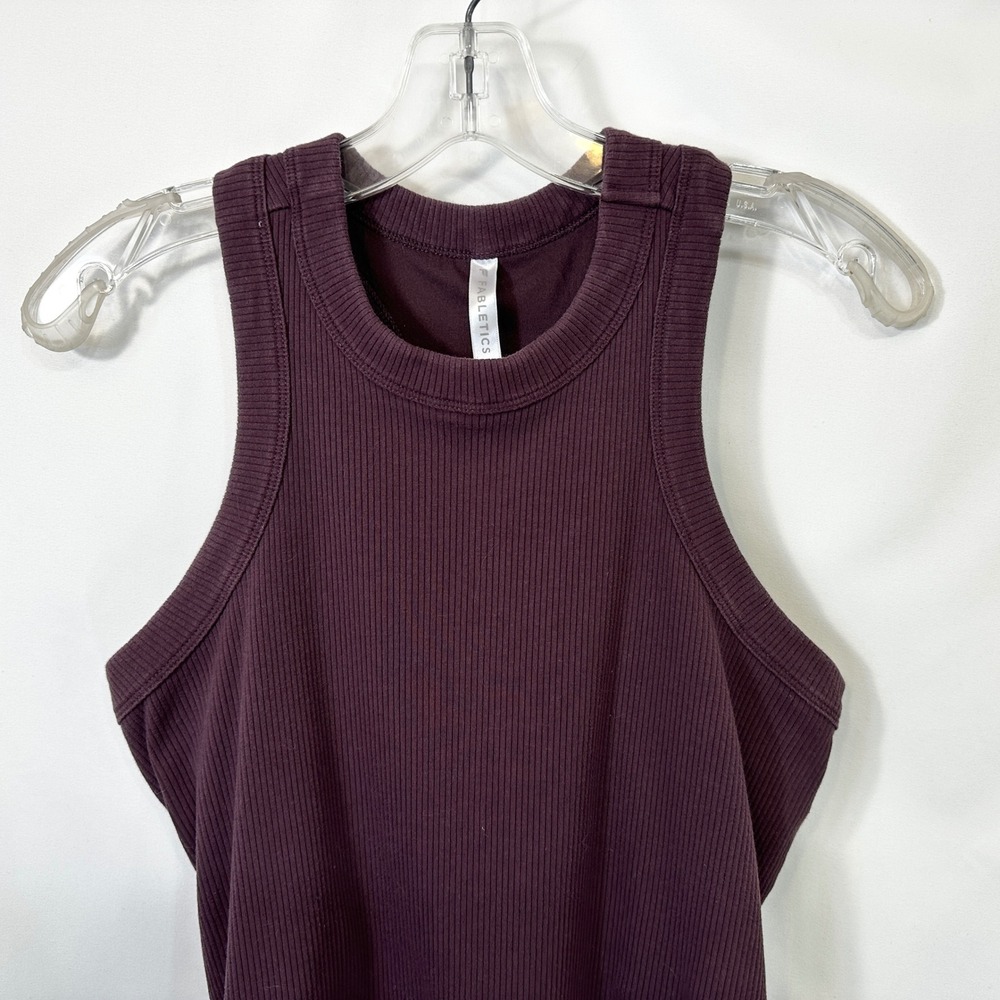 Fabletics Plus Size 1X XXL Tank Top Ribbed‎ Racerback Deep Plum Activewear 639 - Picture 3 of 8